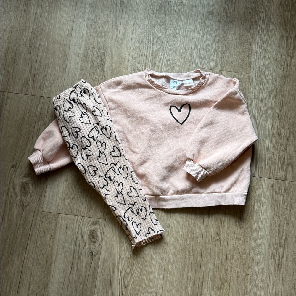 Zara Pink & Black Heart Set 18-24m